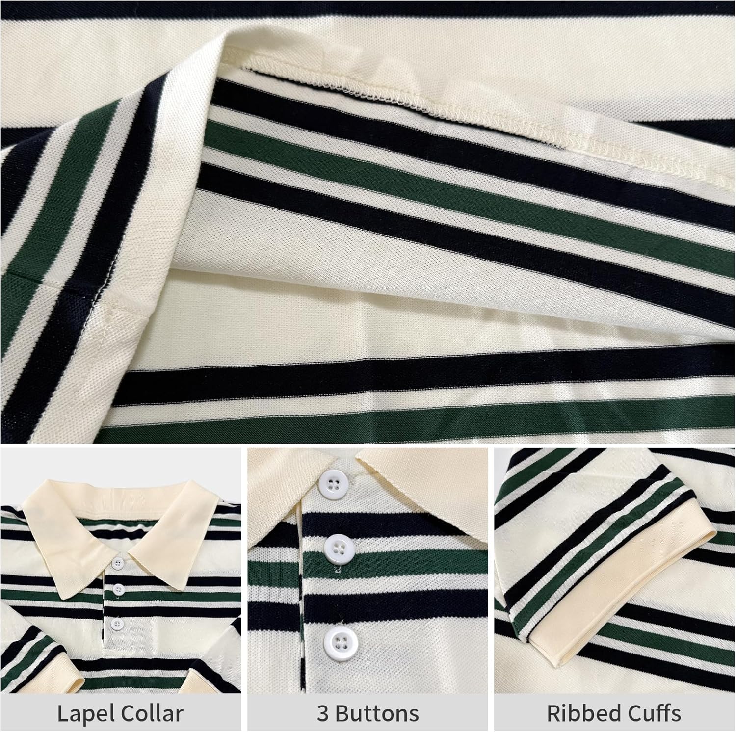 Women's Striped Polo T Shirt, Soft Cotton Knit 3-Button Short Sleeve Tees, Y2K Preppy Casual Girls Summer Top