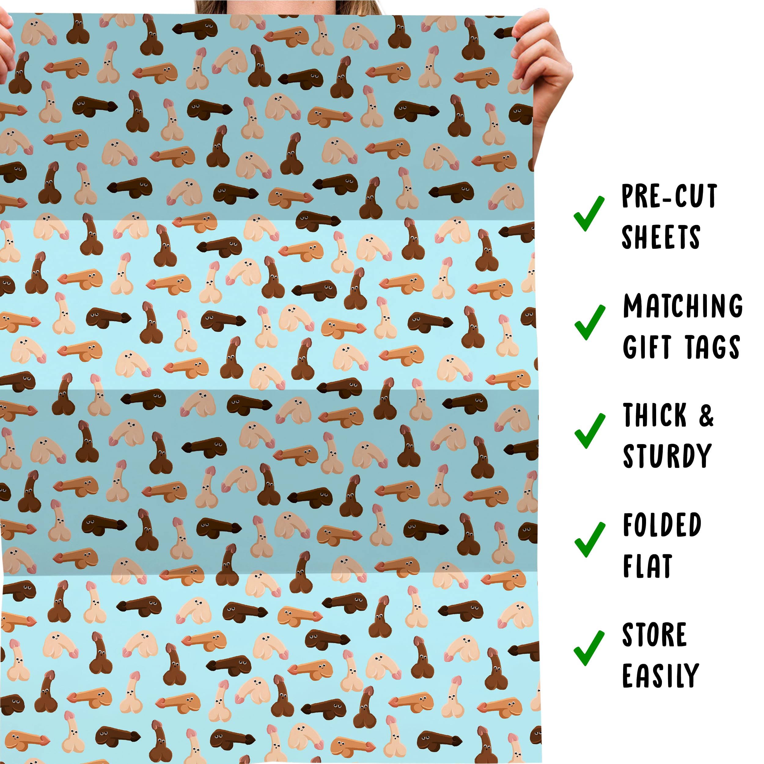 Rude & Funny Adult Wrapping Paper - 6 Large Sheets Of Inappropriate Gift Wrap For Birthday Pranks & Gag Gifts (Flappy Birthday Design, Recyclable)