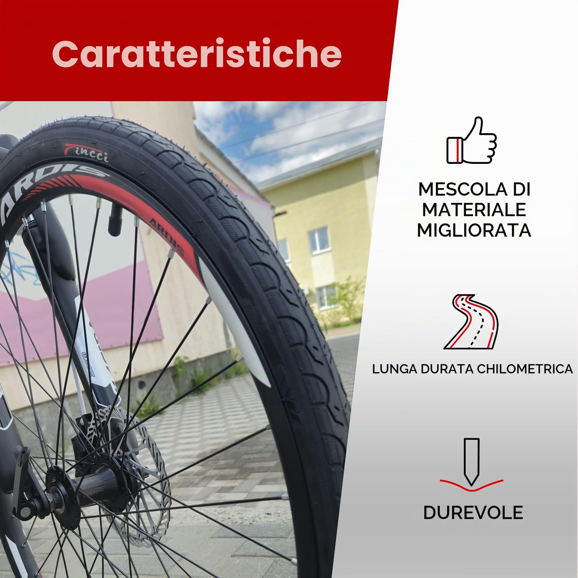 Fincci Copertoni Bici 26 26x1.25 32-559 P1159 30 TPI Pneumatico per Bici | Copertone 559 26x1.25 con Pressione 40-65 PSI e Struttura 30 TPI per Copertoni Bici Antiforatura - Set da 2