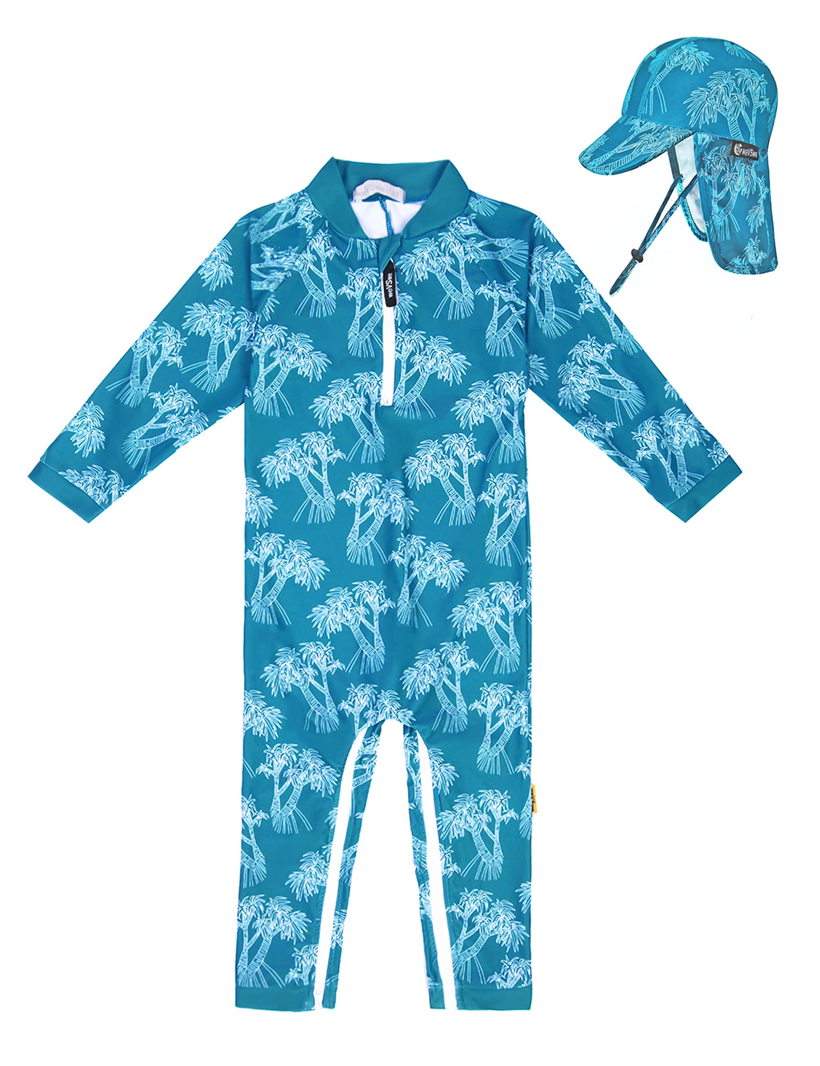 weVSwe Baby Toddler Boy Swimsuit Long Sleeve Baby Swimwear UPF 50+ Sun Protection Rash Guard Swimming Costume with Crotch Zipper 0-3 Years — view 29