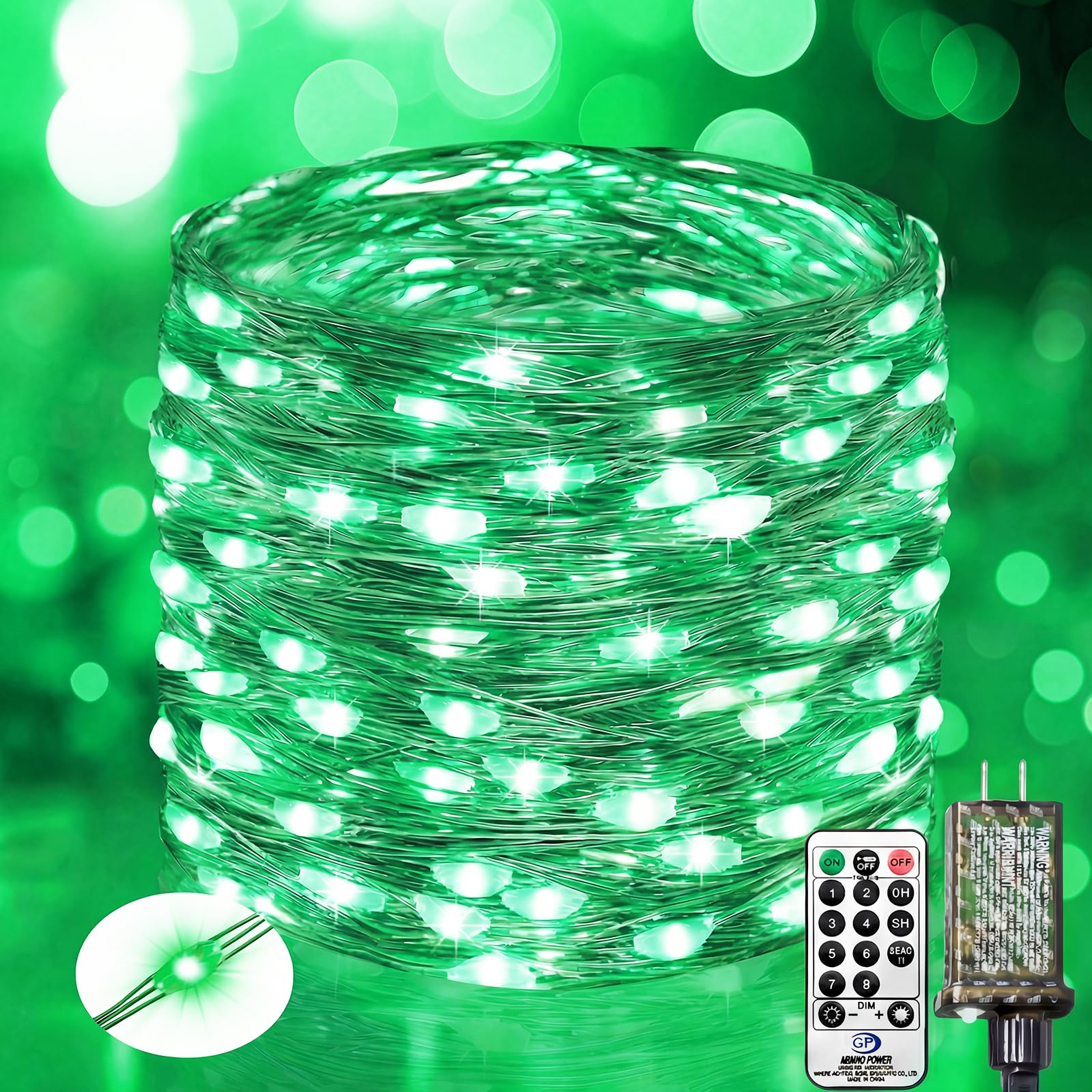 btfarm Fairy Lights Plug in with Remote, 33FT 100 LED Outdoor Twinkle Lights Waterproof with Timer, 8 Modes Indoor String Lights for Bedroom Patio Garden Wedding Christmas Decoration, Green