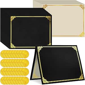 112 Pcs Certificate Kit Include Graduation Certificate Holders Black