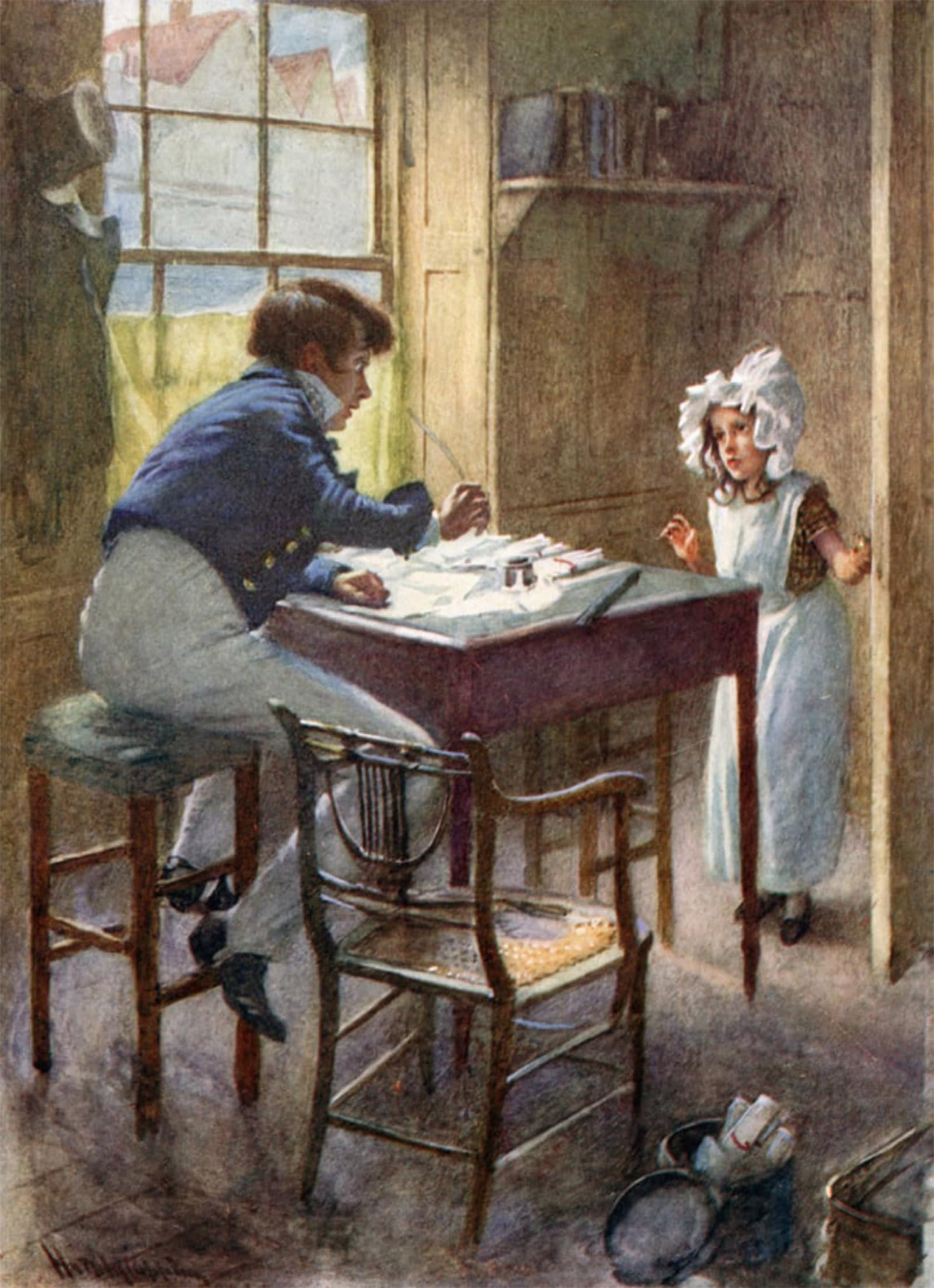 SERENDIPITP Abstract Painting Mural Print Picture Wall Decor Painting Dick Swiveller Meets the Marchioness by Harold Copping Vintage Wall Artwork for Home Decor 60x90cm