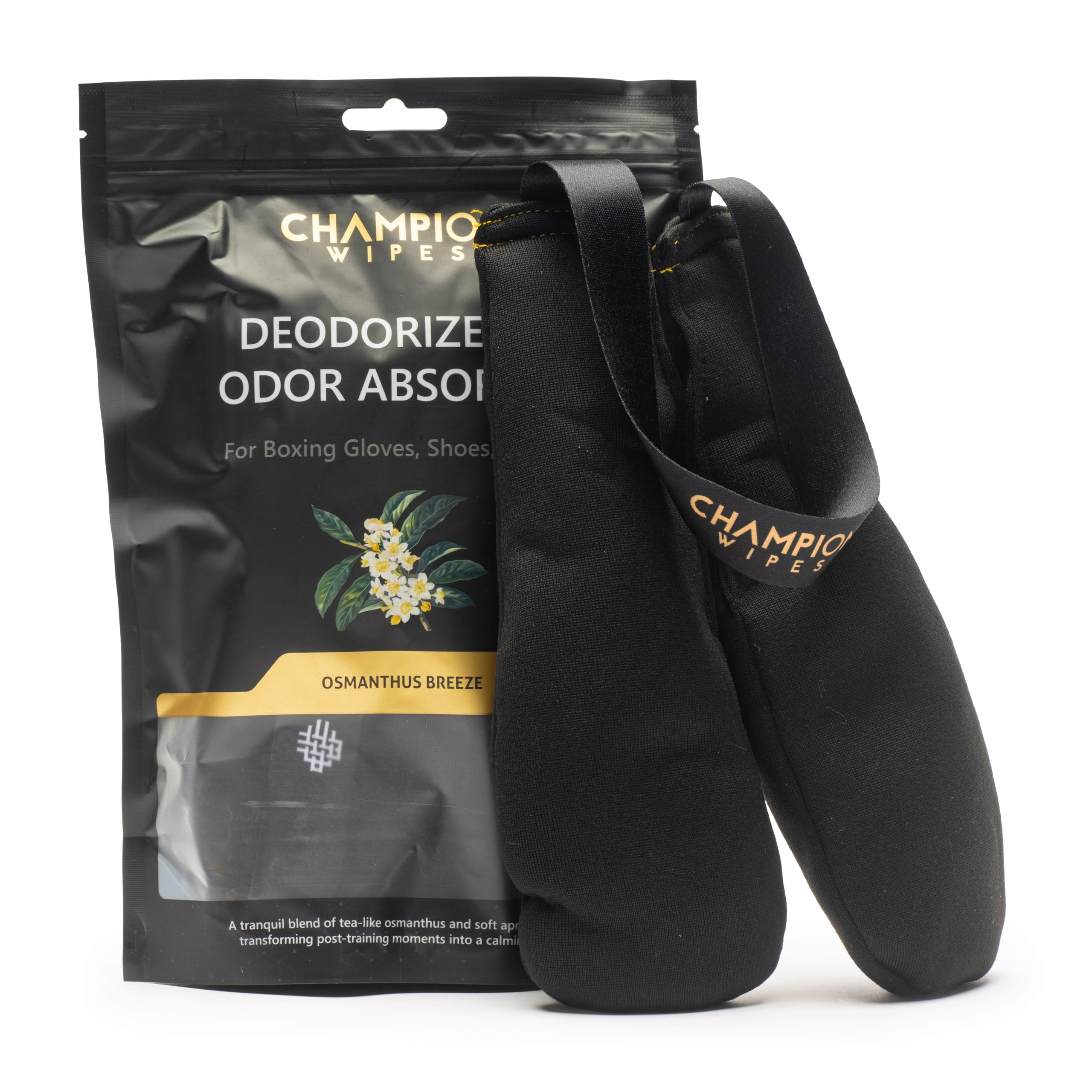 Champion Wipes Deodorizer Inserts for Boxing Gloves, Hockey Equipment, Gym Bags & Sports Gear – Bamboo Charcoal Odor Absorber & Moisture Absorber –