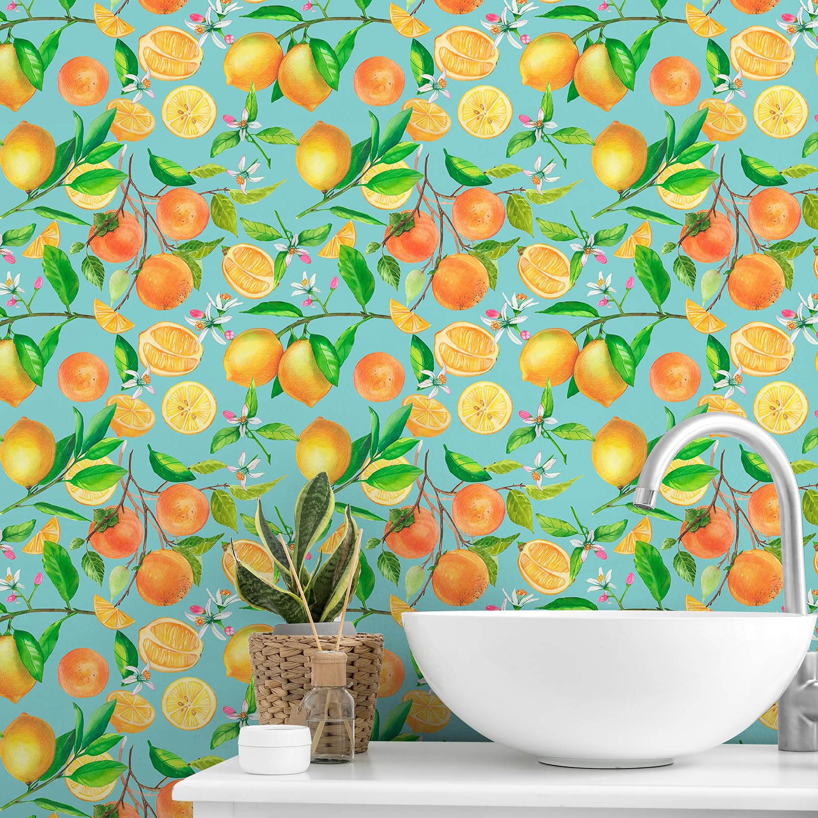Papier peint floral orange CHIHUT pour illuminer vos murs et meubles de cuisine