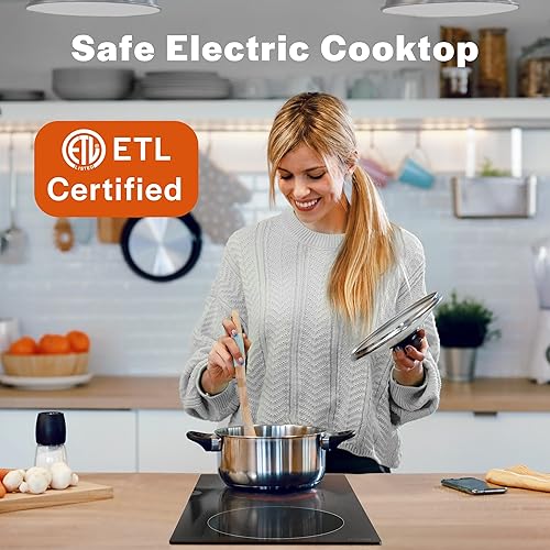 Miniatura 2 de Empava Estufa eléctrica de 3000 W, 2 quemadores, estufa eléctrica infrarroja integrada para cocina, 208  240 V con cable duro, sin enchufe,