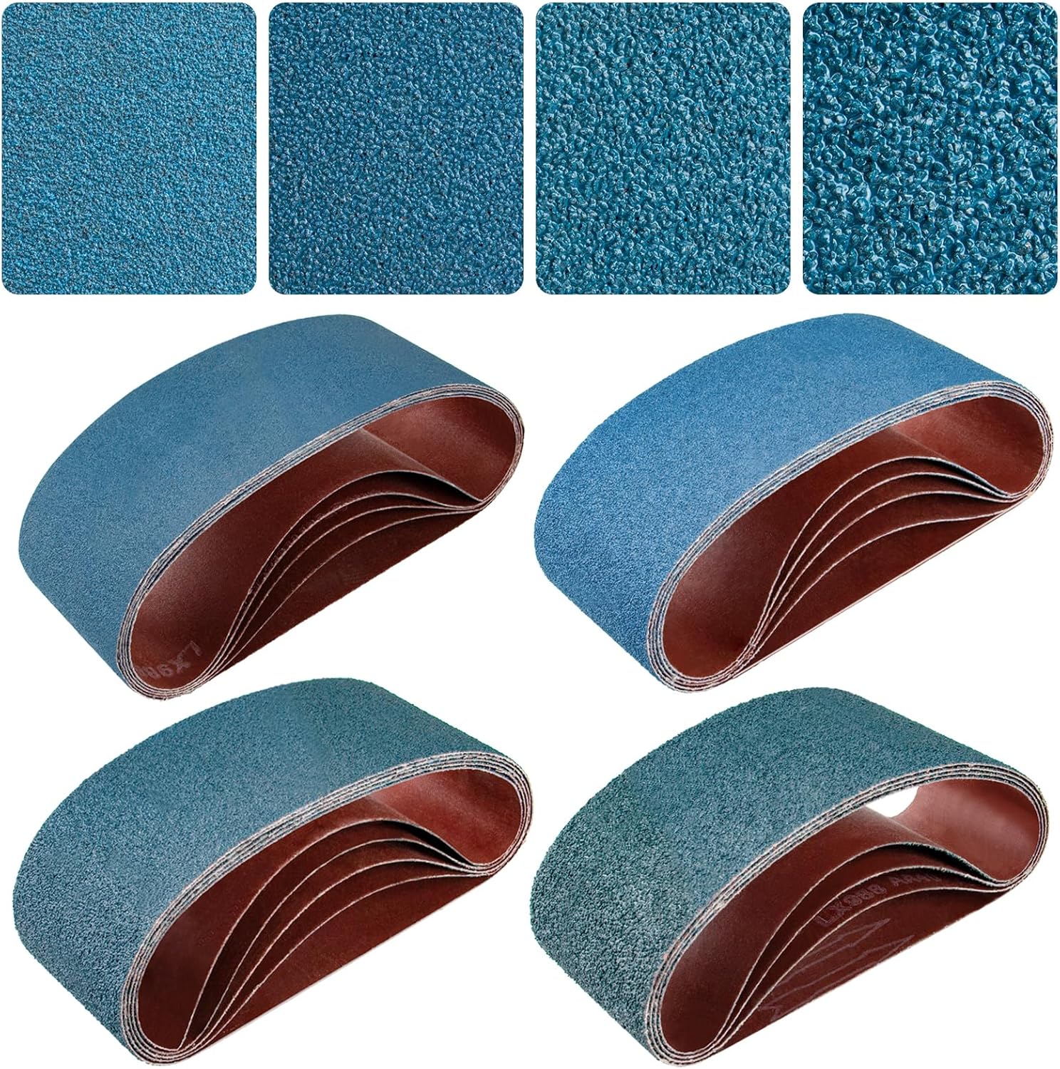 4x36 Inch Belt Sander Sanding Belts Kit 16 Pcs (4 Each of 40/60/80/120 Grits), Zirconia Belt Sander Paper Sanding Belts for Wood, Metal, Cars, and Furniture, 16-Pack