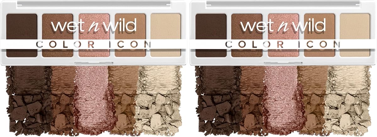 wet n wild Color Icon Eyeshadow Makeup 5 Pan Palette, Matte, Shimmer, Metallic, Long Wearing, Rich Buttery Pigment, Cruelty Free - Walking On Eggshells (Pack of 2)