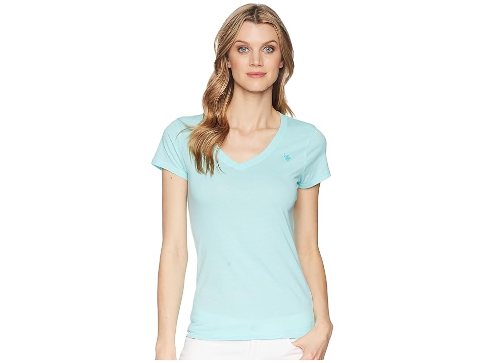 

U.S. POLO ASSN. Solid V-Neck Tee (Aqua Splash) Women's Short Sleeve Pullover