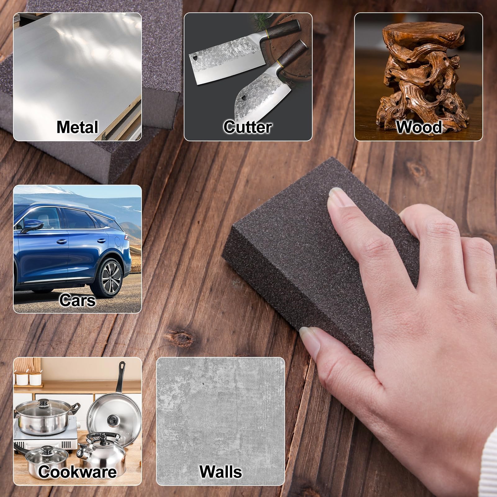 LEONTOOL 10 Pack Sanding Block Sanding Sponge 60/80/100/120/180/220 Grits Washable and Reusable Handmade Sandpaper Block Drywall Sander Pads Sand Paper for Wood Metal Wall Drywall Glasses Polish - Image 3