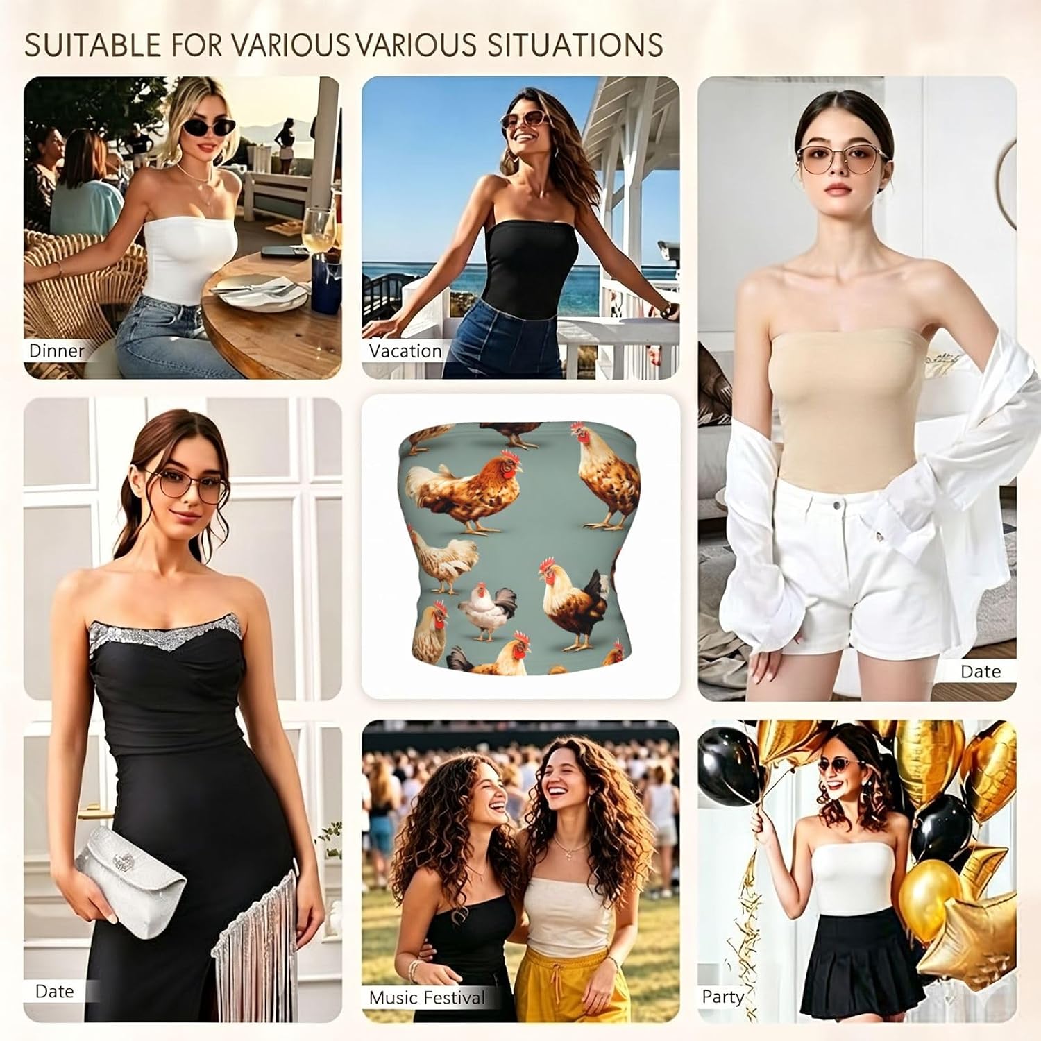 Flower Paris Eiffel Towers Print Strapless Bra Tube Tops for Women