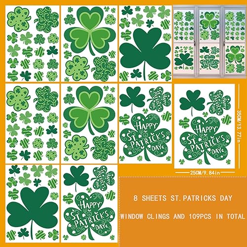 Miniatura 7 de 109 calcomanías reutilizables para ventana del día de San Patricio, calcomanías de trébol para decoraciones del día de San Patricio, calcomanías de