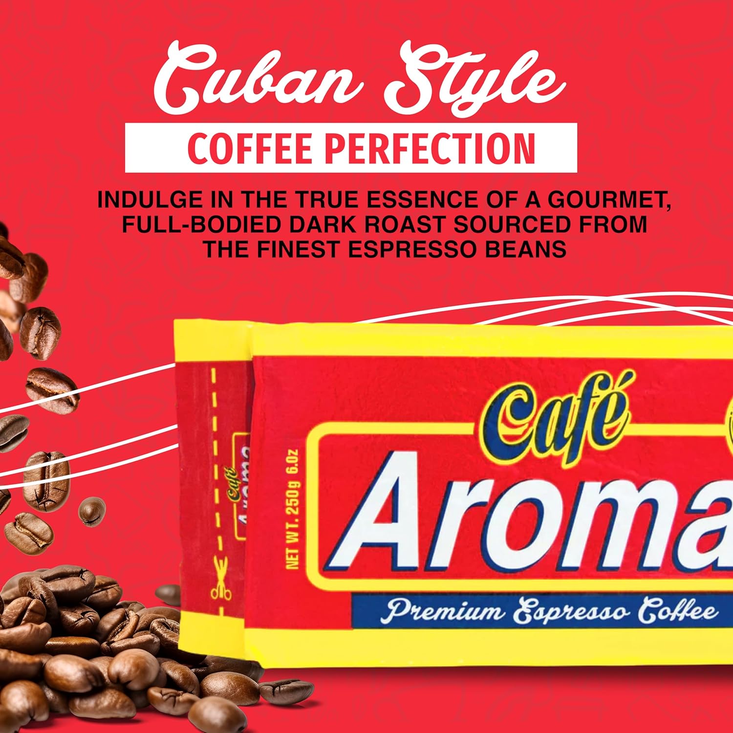 Cafe Aroma Dark Roast Espresso Ground Coffee, Authentic Cuban Style, Vacuum Sealed, 6 oz (24-Pack)