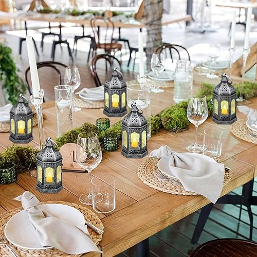 Miniatura 5 de 24 piezas de mini linterna de Halloween con velas LED parpadeantes, luces de Navidad, decoración de mini linterna colgante de estrella, linterna de