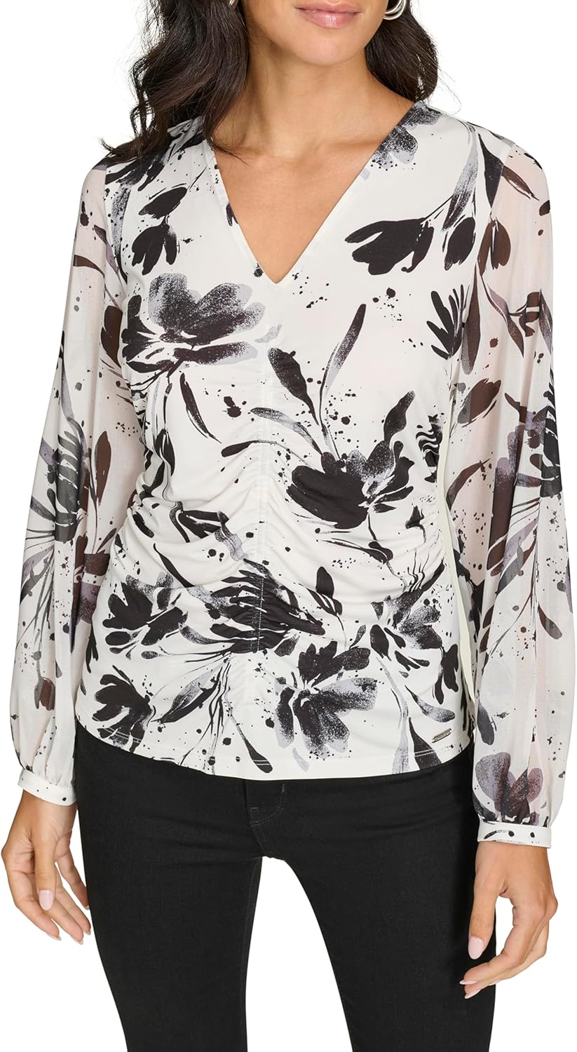 Calvin Klein Womens V-Neck Long Sleeve Top - Image 2