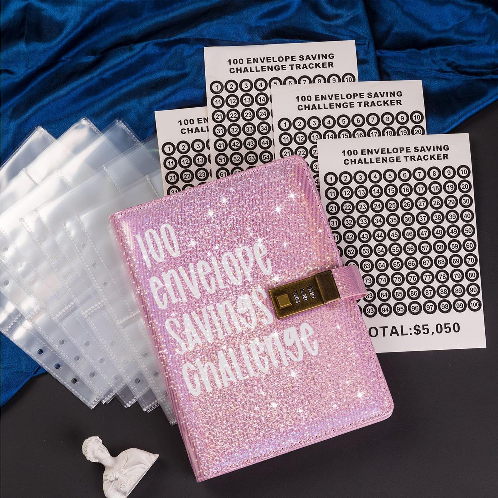 Raccoglitore Risparmio Con 100 Buste - Sfida Di Risparmio Per Obiettivi Finanziari, Verde