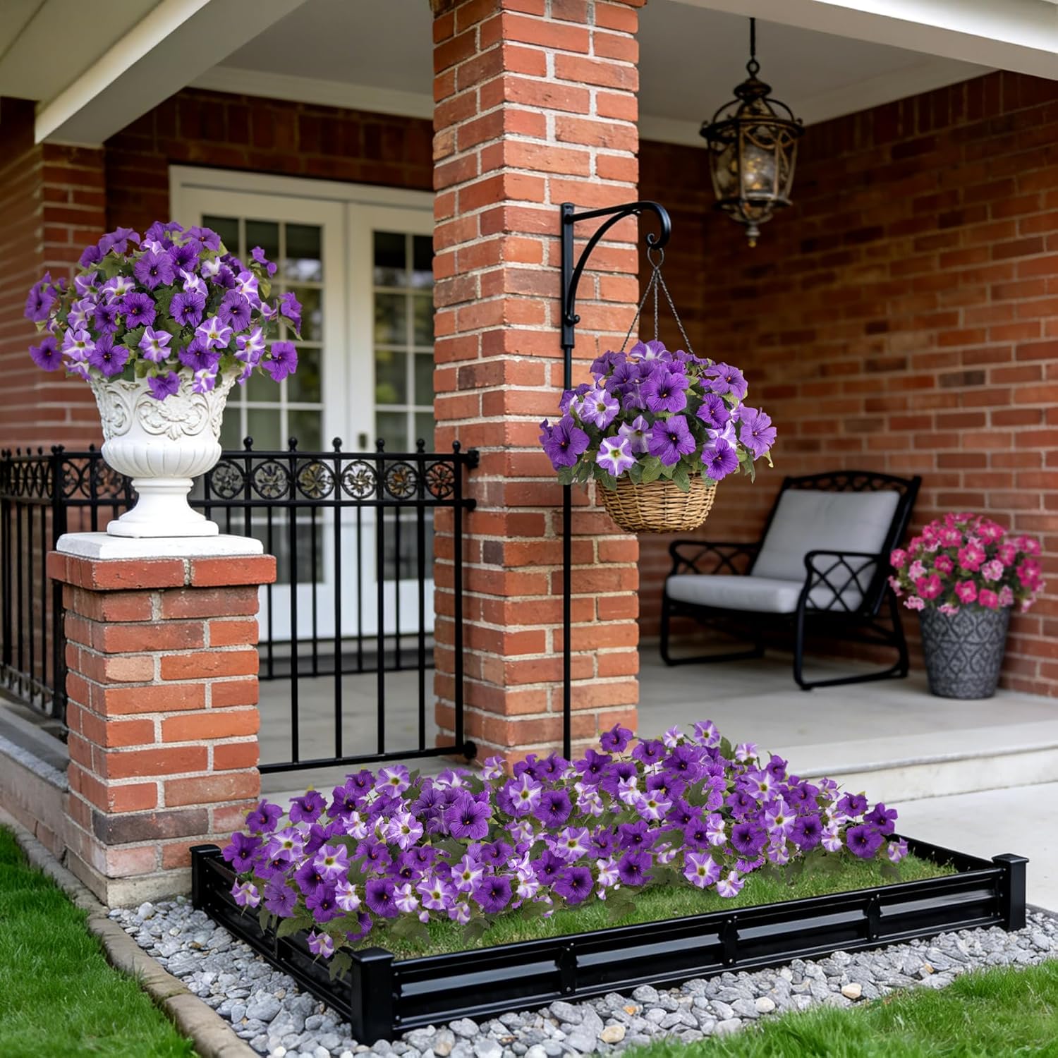 Ammyoo 6 Pcs Artificial Flowers Fake Petunias for Outdoors, Faux Flowers for Outdoor Planter, UV Resistant Realistic Fake Plants for Outside No Fade for Garden Porch Patio Indoor Room Decor(Purple)