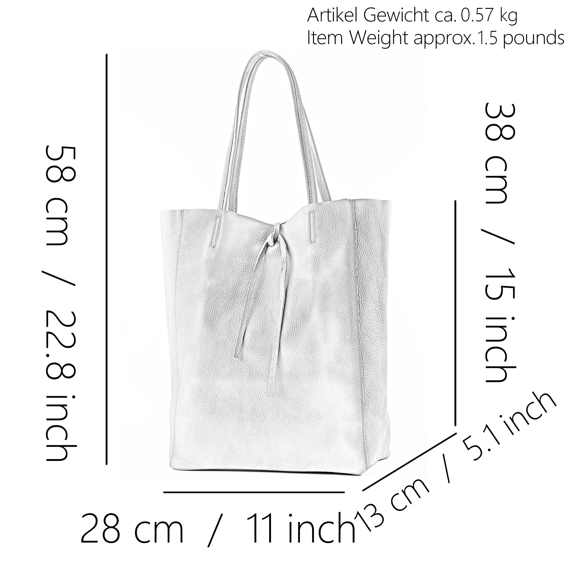 modamoda de T163 - Bolso de piel para mujer (tamaño grande, con bolsillo interior, fabricado en Italia)