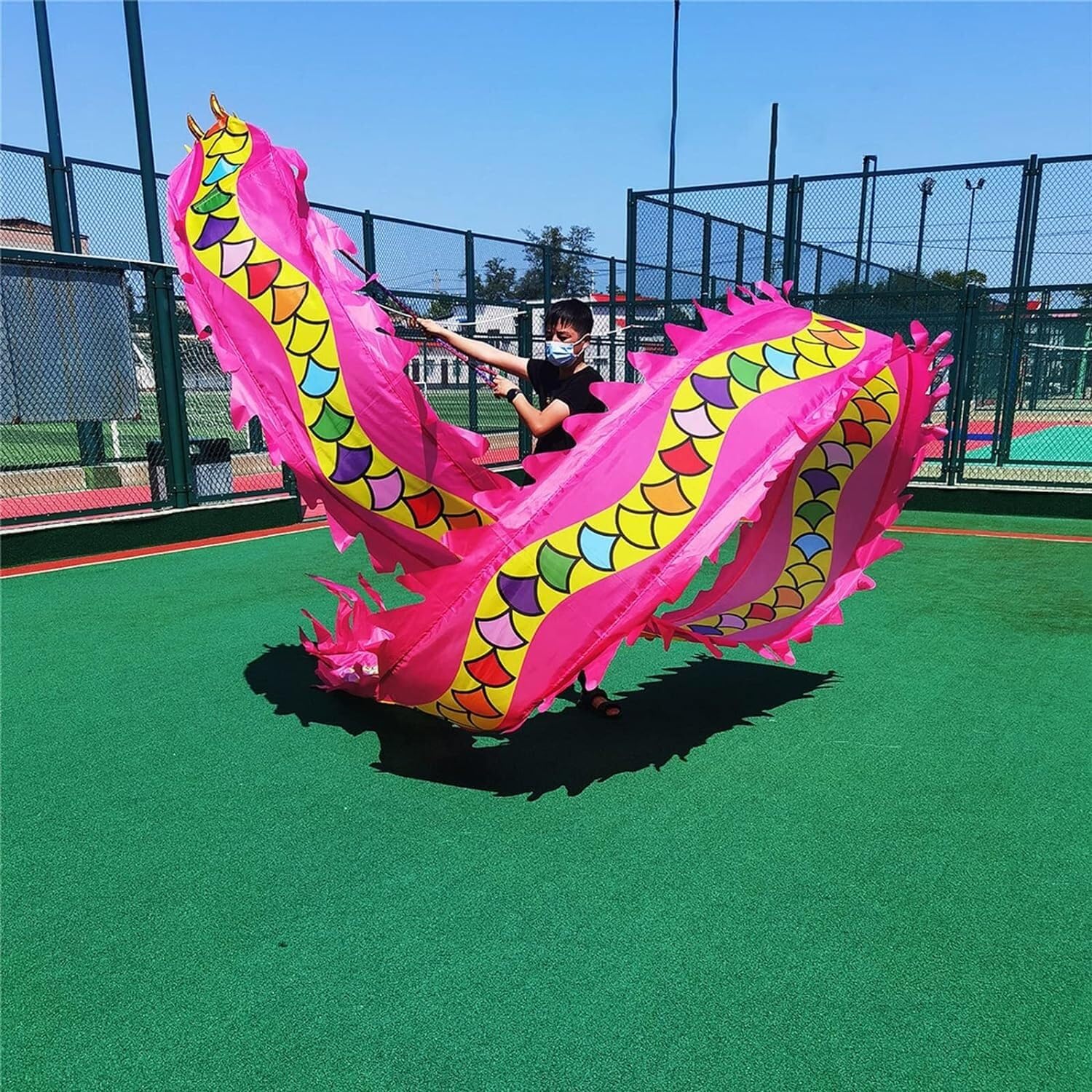 Cinta de danza del dragón con giro fluido y cabeza pesada de 550g para balanceo
