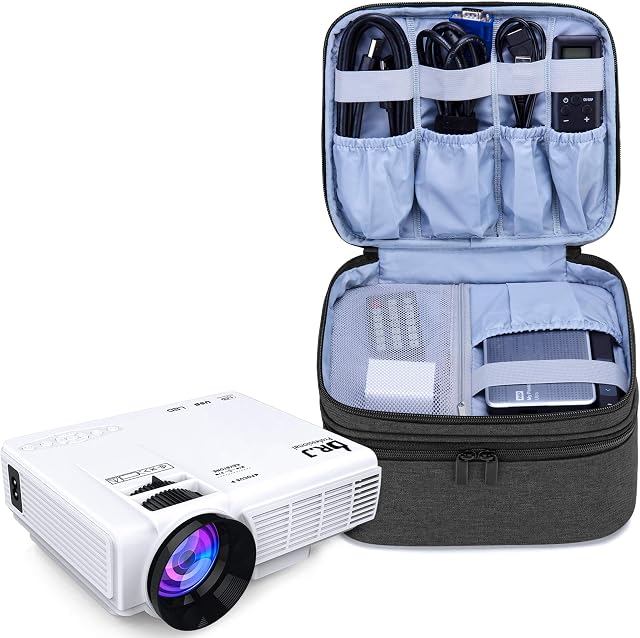 Luxja Projector Bag for Mini Projector, Projector Carrying Case Compatible with APEMAN, ELEPHAS, QKK, DR.Q and other Mini Projector and Accessories, 23 CM x 19 CM x 10 CM, Black