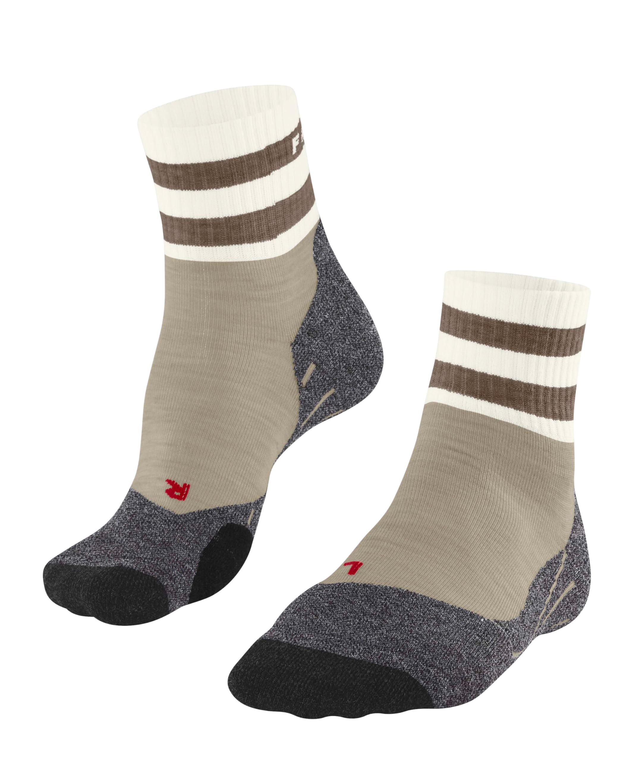 FALKE Women's TK2 Explore Short W Sso Wool Functional Yarn Thick Anti-Blister Hiking Socks 1 pair, Beige Melange 4043, 2.5-3.5