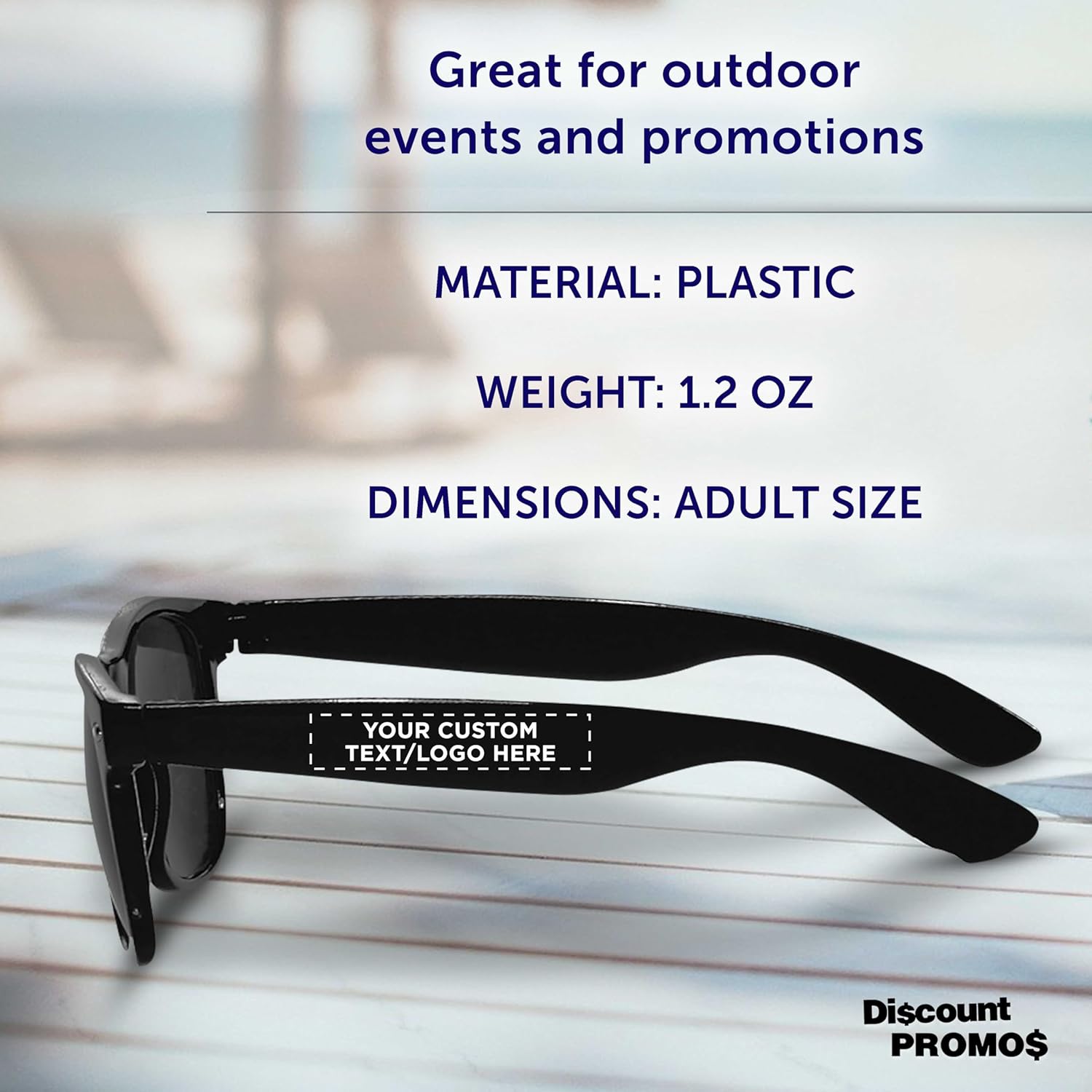 DISCOUNT PROMOS Sunglasses - Plastic Tahiti Glasses - Classic Style Sunglass