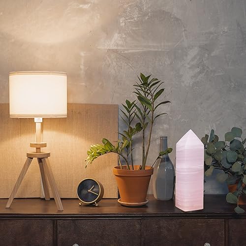 Miniatura 7 de JIC Gem Torre de cristal curativo de calcita rosa extra grande, varita de cristal curativo rosa, varita de cristal de energía, decoración de