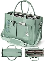 FIORETTO Canvas Tote Bag for Women: Zipper Closure, Individual Compartments, Laptop Compatible for Work, College, Teacher, Nurse - M/L/XL