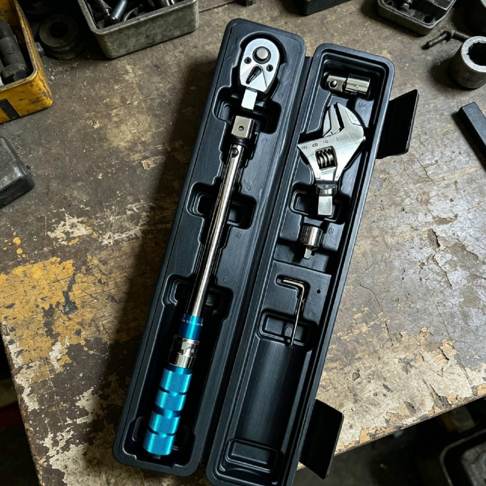 Drehmomentschlüssel Set multifunktional Ratschenschlüssel Werkzeugkasten einstellbares Drehmoment Kfz Reparaturwerkzeugsatz für Mechaniker, Heimwerker