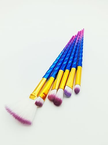 Miniatura 7 de Juego de 10 brochas de maquillaje de sirena Boniss, con bolsa, de nailon, para maquillaje, base, polvo, sombra de ojos, delineador de ojos, mezcla,