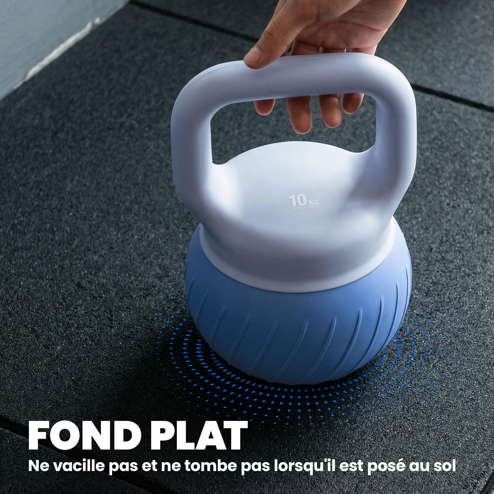 SPORTNOW Kettlebell 8/10 kg, Haltère avec Poignée Ergonomique Antidérapante, Haltère à Boule, Musculation, Entraînement, pour Fitness, Gym, Bleu