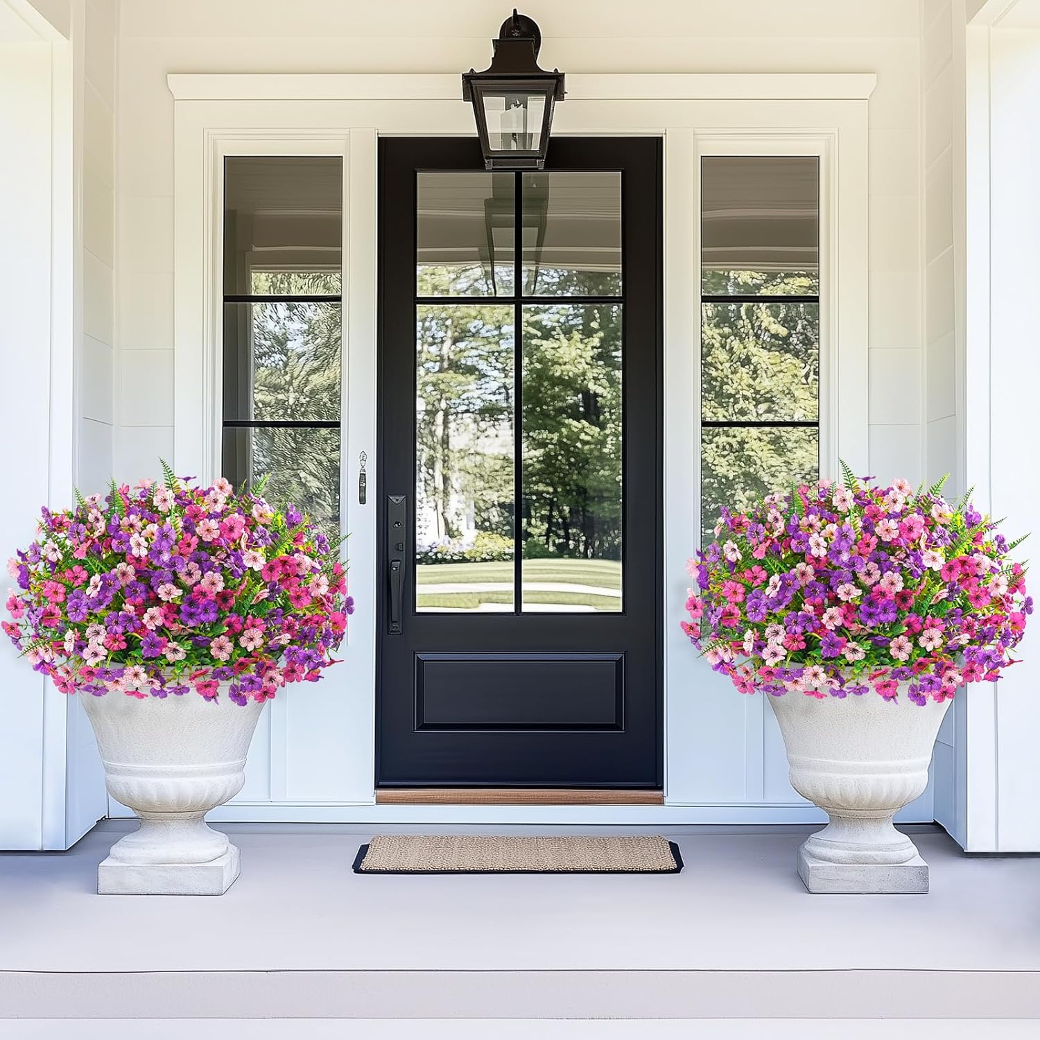 Yastouay 12 Bundles Artificial Flowers for Outdoors, UV Resistant Artificial Outdoor Flowers No Fade Fake Outdoor Flowers Plants for Garden Porch Window Box Pot Planters Decor (Mixing+Fern A) - Image 5