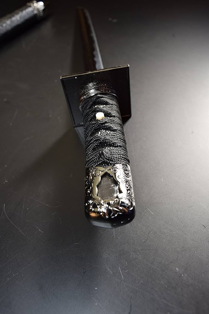 模造刀　大刀　小刀　刀台付き 模造刀】【陣太刀】大小刀黒石目塗鞘 漆黒塗木台刀掛セット【五