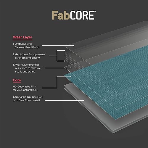 Miniatura 4 de Lucida Surfaces Baldosas de vinilo de lujo  Piso adhesivo adhesivo  Tablón de aspecto texturizado  Bloques de grano final FabCore  Azulejo de