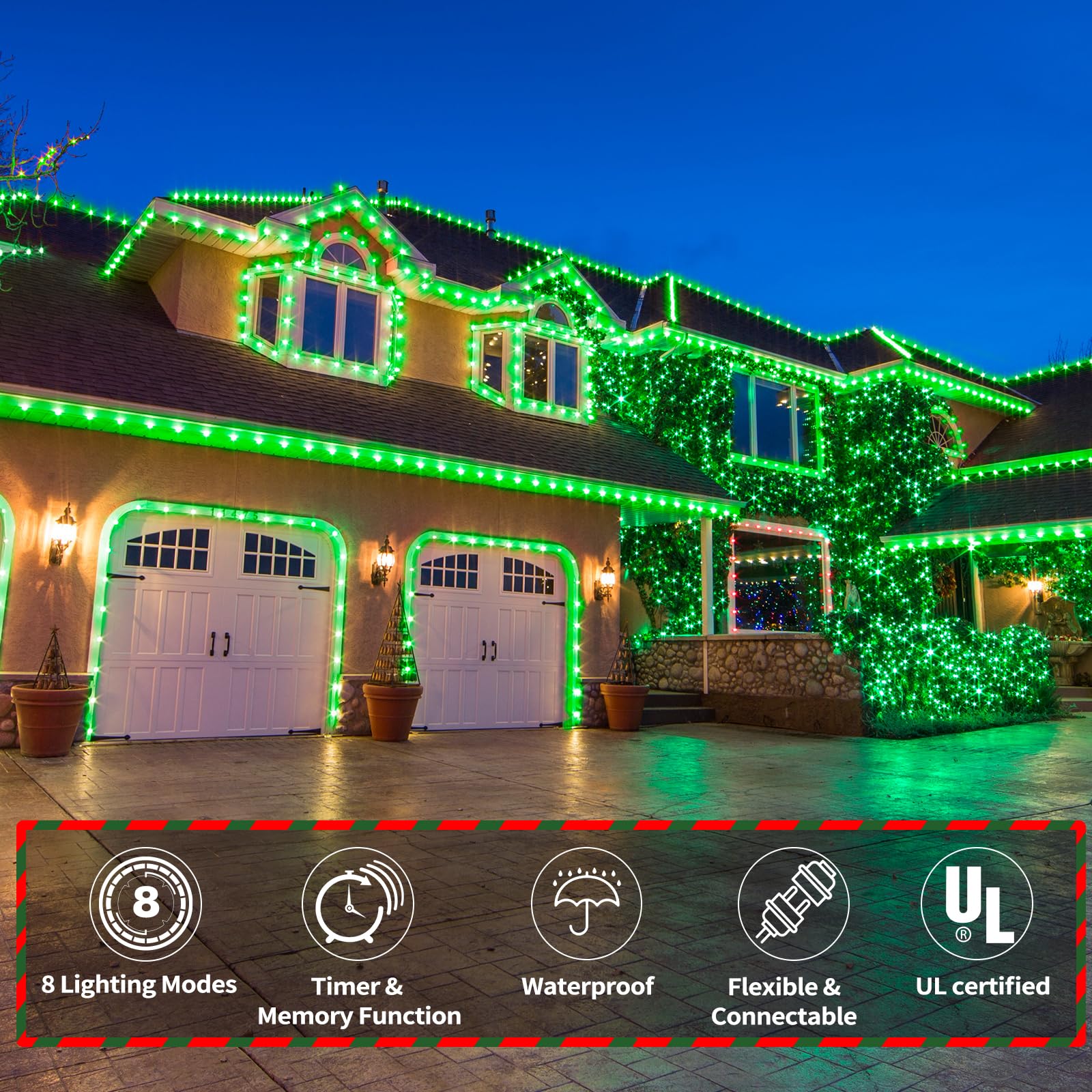 30M LED Lichterkette Außen 720 LEDs Anschließbar und Flexibel mit 8 Modi Wasserdicht für Garten Terrasse Pool Schlafzimmer Party Dekoration