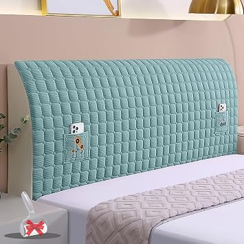 Bed Headboard Stretchy Padded Cover, 2026 New Velvet Headboard Cover Queen, Washable Head Board Slipcover King, Soft Dustproof Protector Covers for Bedroom Decoration Green, 79in