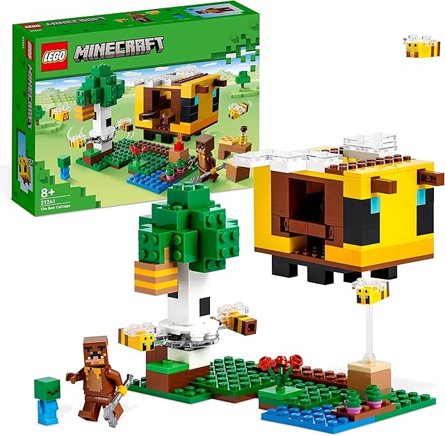 LEGO 21241 Minecraft The Bee Cottage Construction Toy with Buildable House, Farm, Baby Zombie and Animal Figures, Birthday Gift Idea for Boys and Girls
