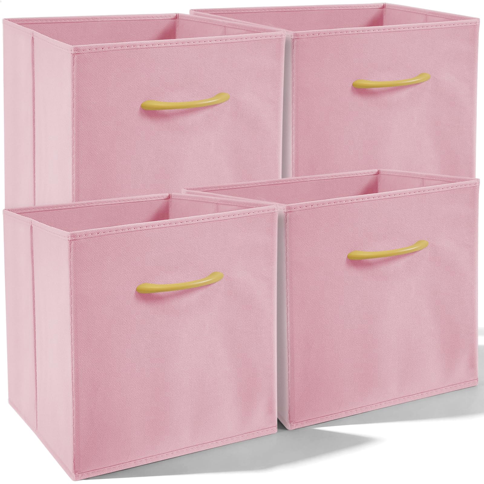 Amazing Tour 4 PCS Cube Storage Boxes 30x30x30 Pink,Foldable Fabric with Handles Collapsible for Home Office Nursery Organiser - Clothes Basket Containers