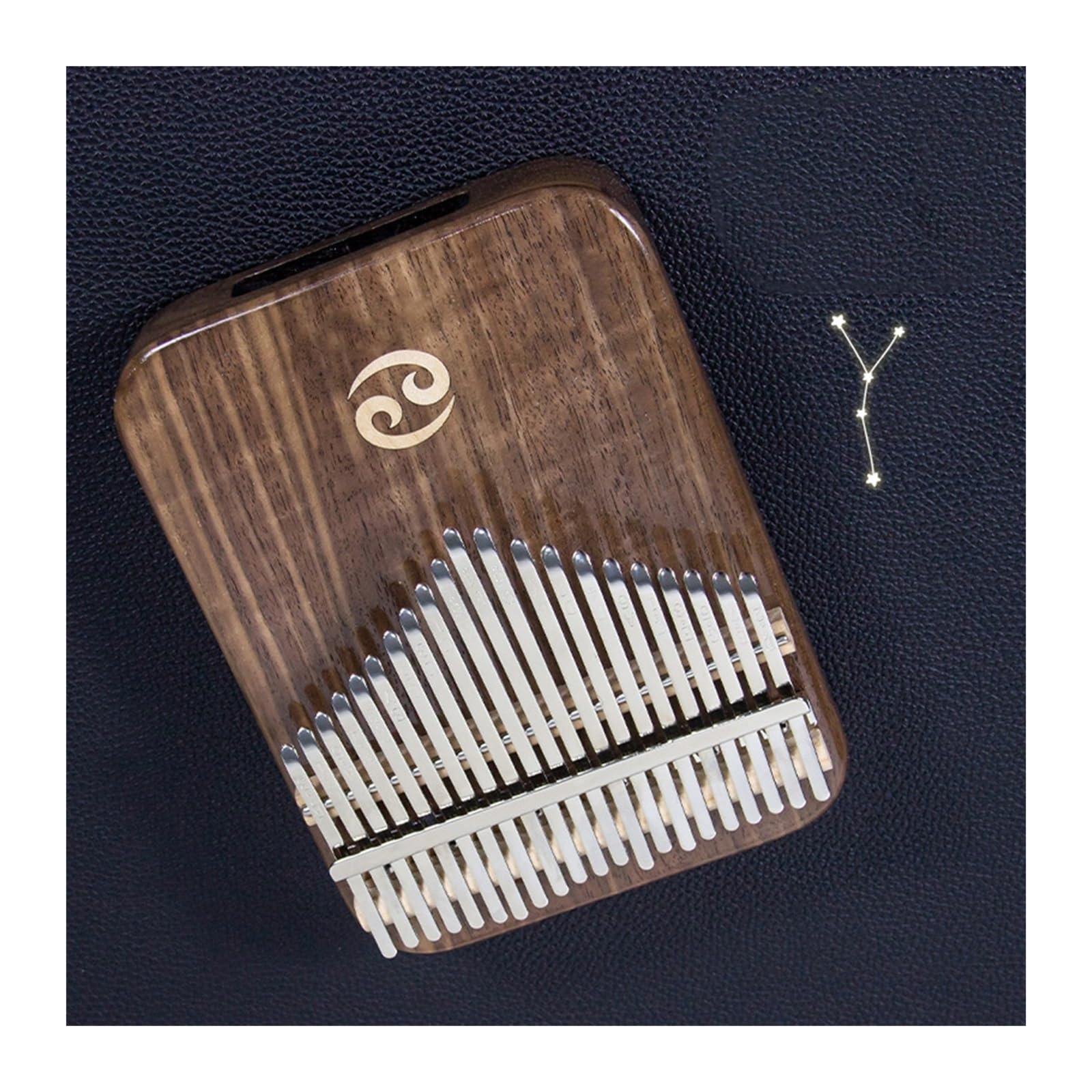 kalimba mini 21-tonowy instrument muzyczny dla początkujących pudełko na fortepian z kciukiem instrument muzyczny wzór konstelacji kalimba z czarnego orzecha