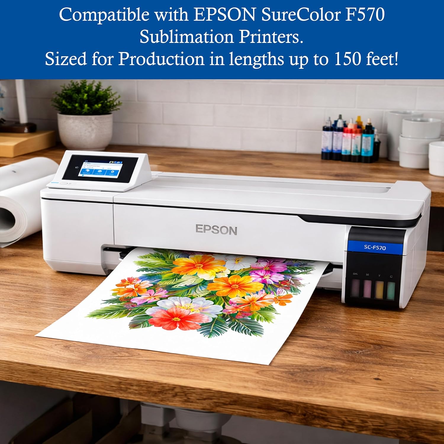 JPPlus Multi-Purpose Sublimation Paper Roll (2 Rolls/Pack) 90gsm, Double-Sided Hybrid A Sub Paper for Hard & Soft Blanks, Fast Drying, 2" Core, Compatible with Epson SureColor F570 (17" x 100')