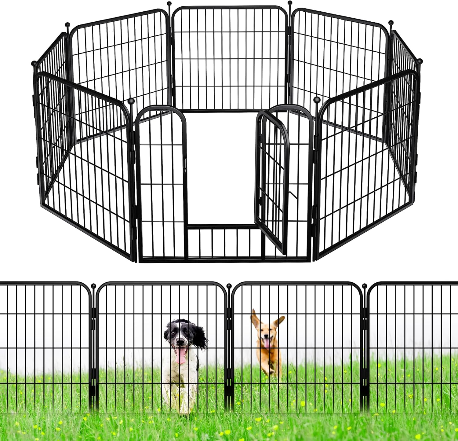 Dog Fence Outdoor for Yard, Dog Playpen Metal Fences and