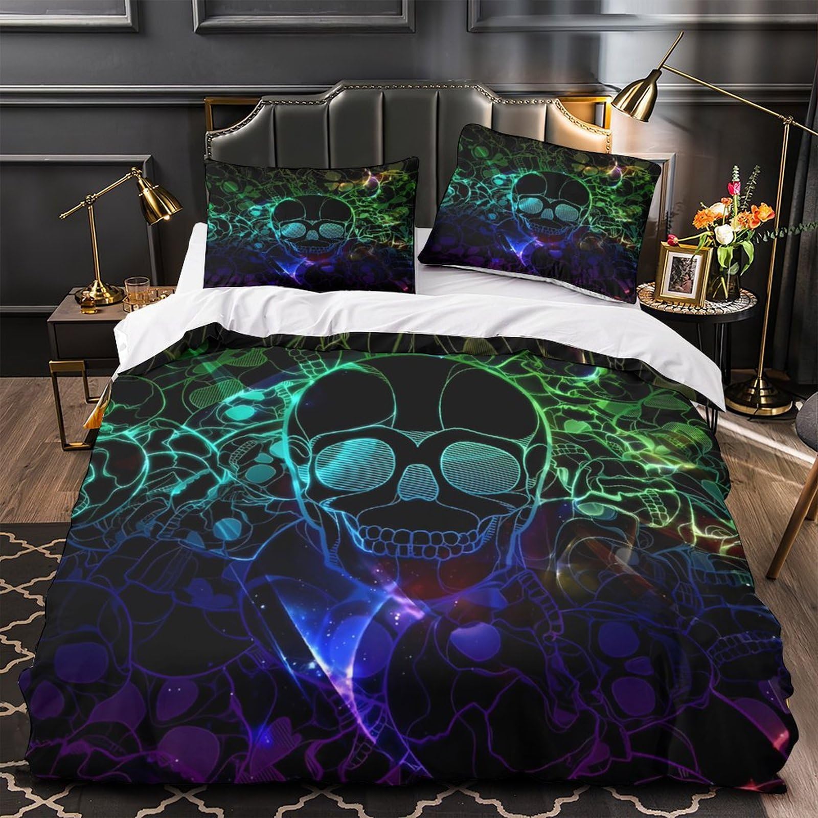 Housse de couette léopard néon 3D respirante et microfibre douce