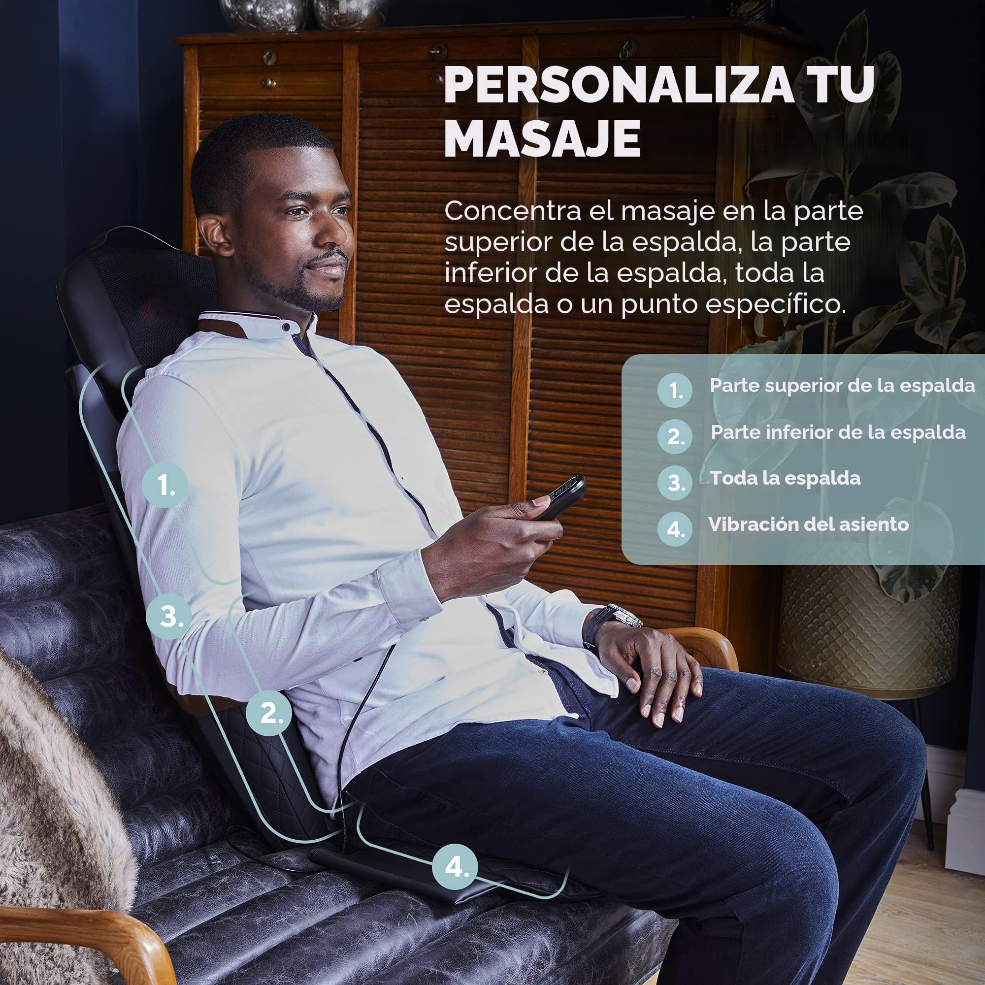 HoMedics Masajeador Shiatsu 2 en 1 y cojín inalámbrico, dos componentes de masaje dirigidos a la cobertura de cuerpo completo con funcionalidad de masaje aislado, color negro