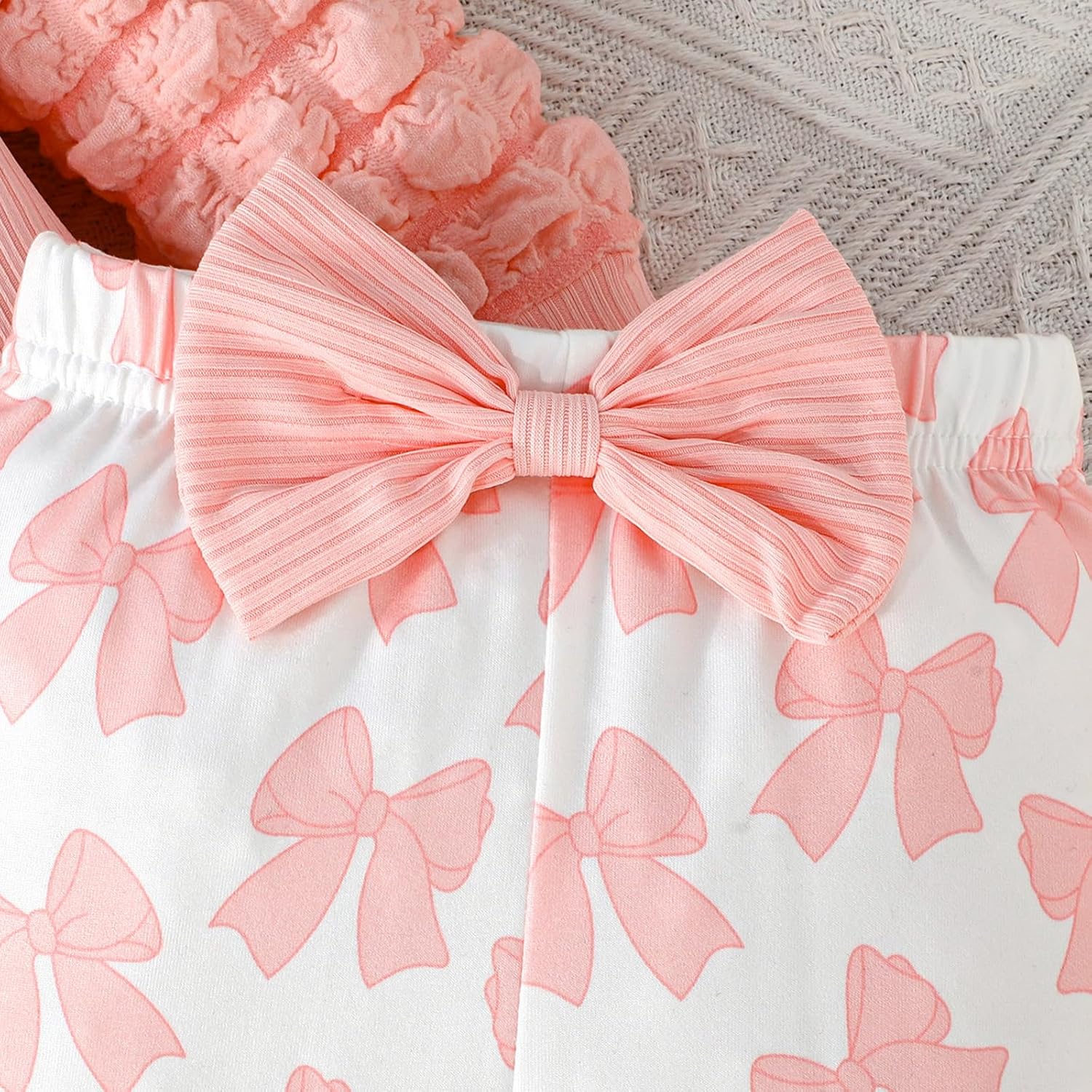 Baby Toddler Girl Outfits Daddy's Girl Print Bubble Long Sleeve Round Neck Pullover + Bow Print Flared Pants 2 Pcs Set - Image 5