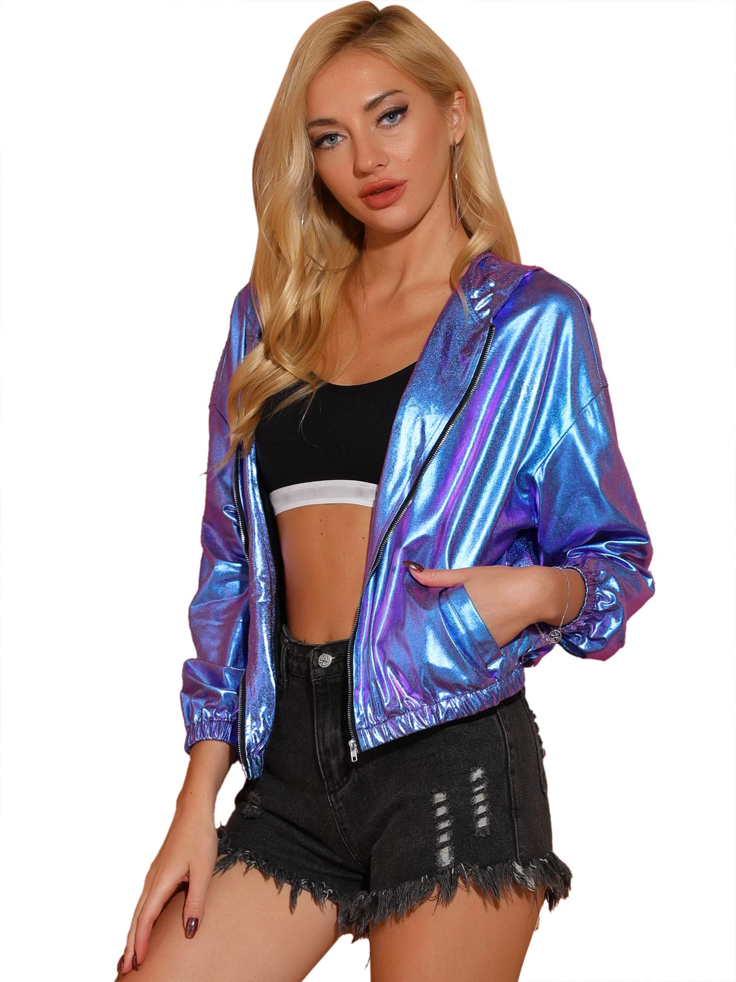 Allegra K Veste décontractée pour femme | Blouson à manches longues avec fermeture éclair