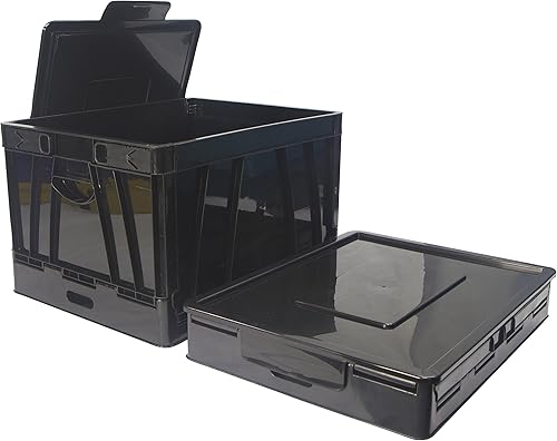 Miniatura 5 de Storex Caja plegable con tapa, 17.25 x 14.25 x 10.5 pulgadas, negro, paquete de 4 (61809A04C)