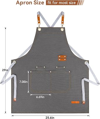 Teskyer Canvas Kitchen Apron with 4 Pockets