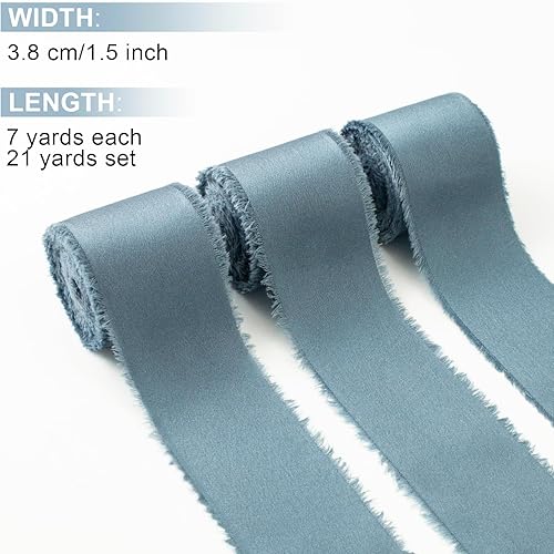 Vista 23 de Burgundy Dark Red Silk Ribbon 1-1/2 Inch x 21Yds Handmade Fringe Silky Chiffon Frayed Fabric Ribbon for Gift Wrapping, Flower Bouquet, Wedding