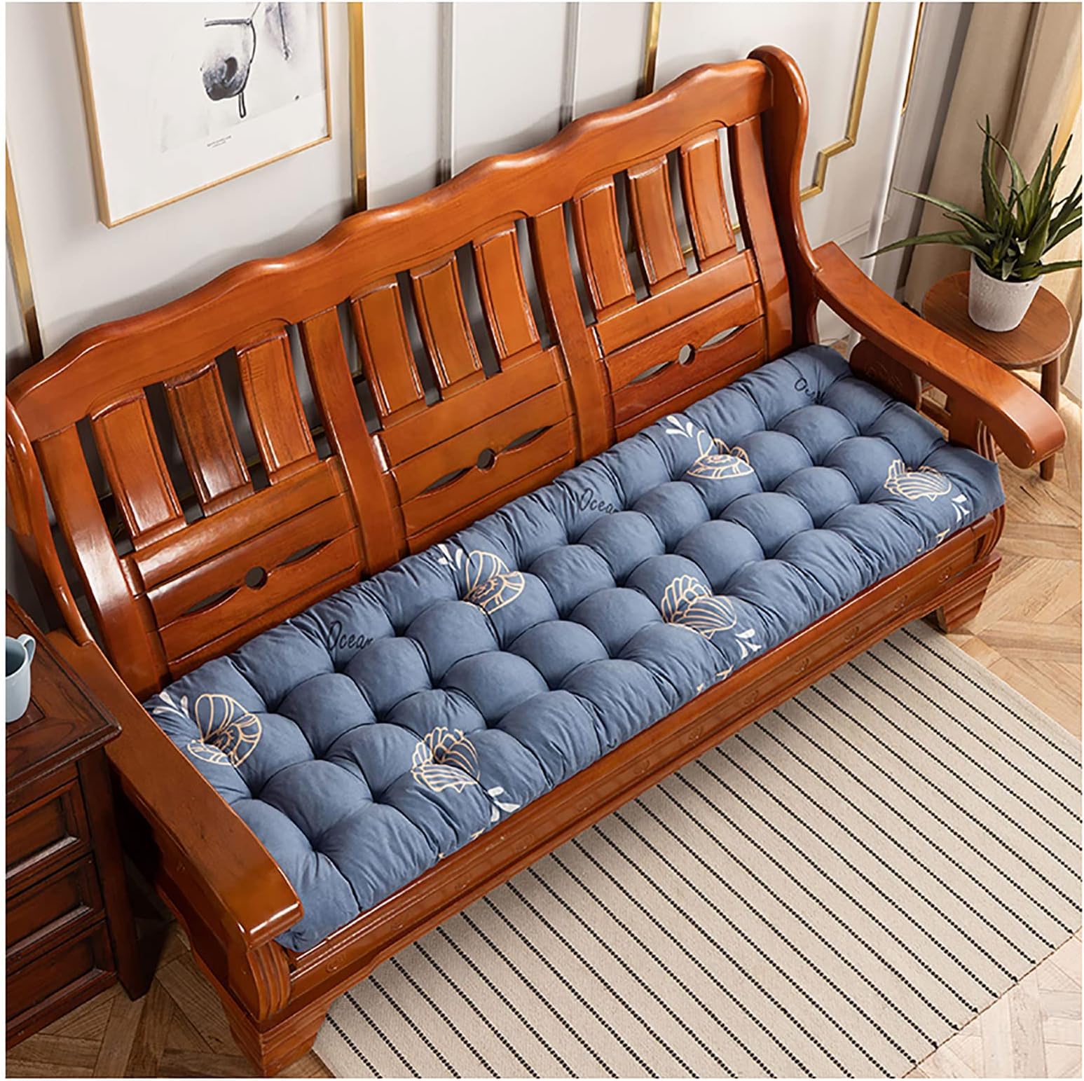 Bench Seat Cushion Seat,Backrest,Bench Cushions,Furniture Cushion Set,With Seating And Back Pad,Office Lunch Break,In-/ Outdoorgarden Chair Cushions Chair Pad(Size:52x160cm,Color:Haitang Bay)