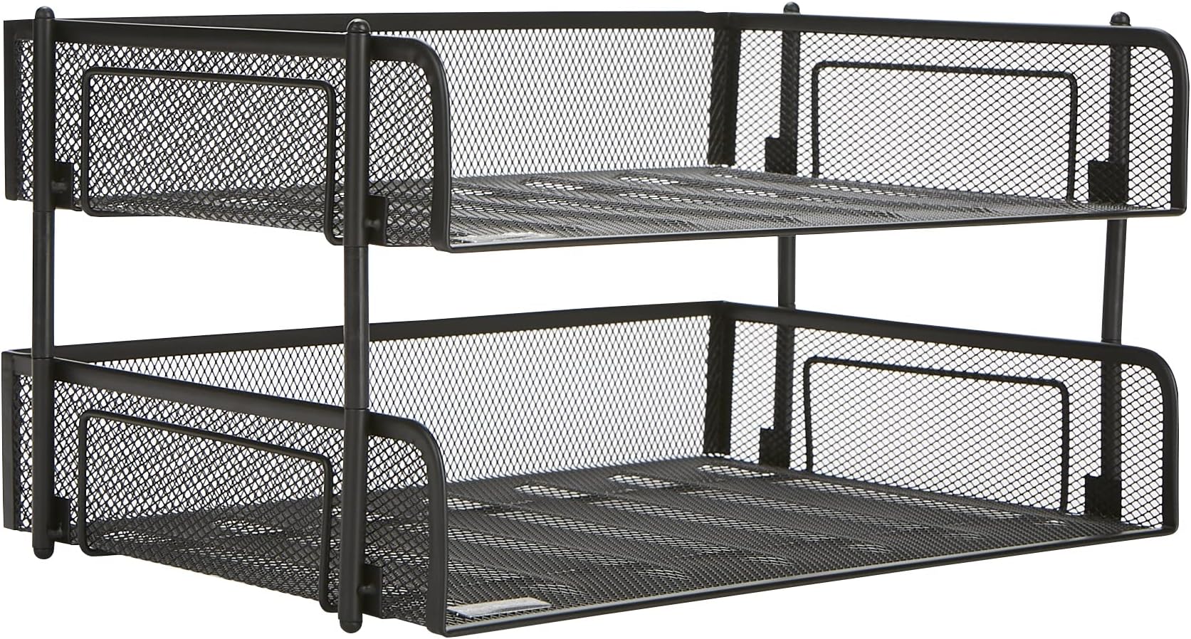 Mind Reader 2-Pack Stackable Metal Mesh File Holder Trays, Document Holder, Desktop File Organizer, Black